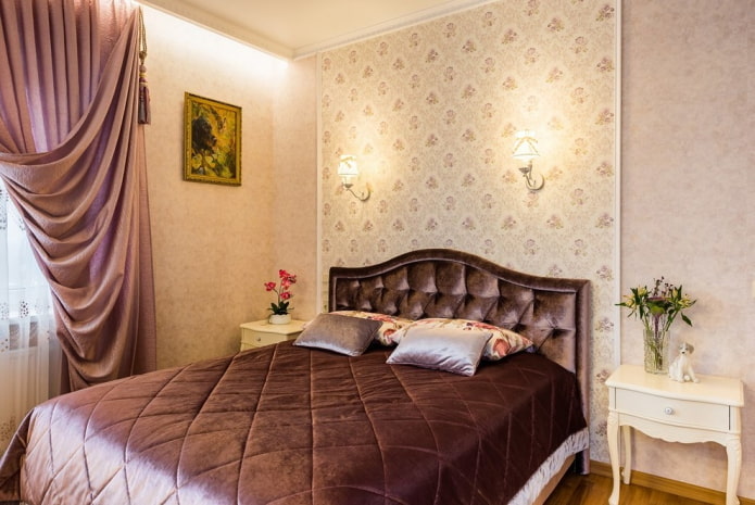 il·luminació a l'interior del dormitori a l'estil provençal