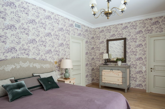 mobilier în interiorul dormitorului în stil provensal