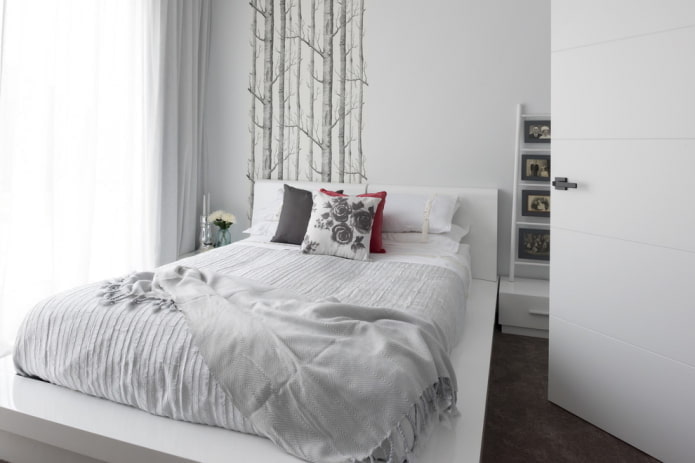 design della camera da letto nei colori bianchi
