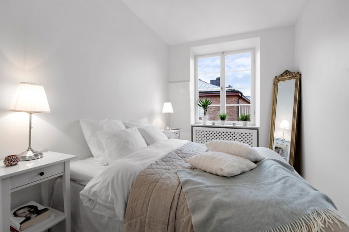 تصميم غرفة نوم بألوان بيضاء