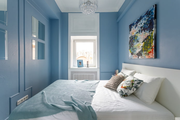 dar bir yatak odasının renk düzeni