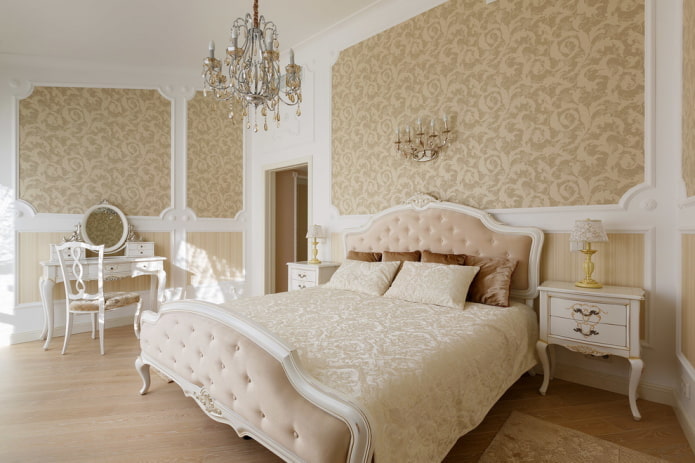 غرفة نوم باللونين الأبيض والبيج