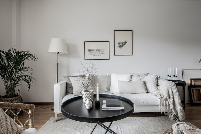 meubels in het interieur van de woonkamer in een Scandinavische stijl