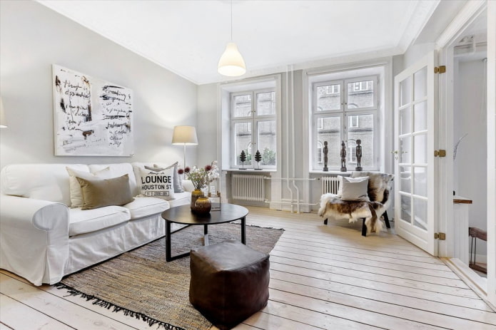 rifinire il pavimento del soggiorno in stile nordico