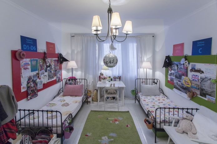 osvetlenie v interiéri spálne pre deti rôznych pohlaví