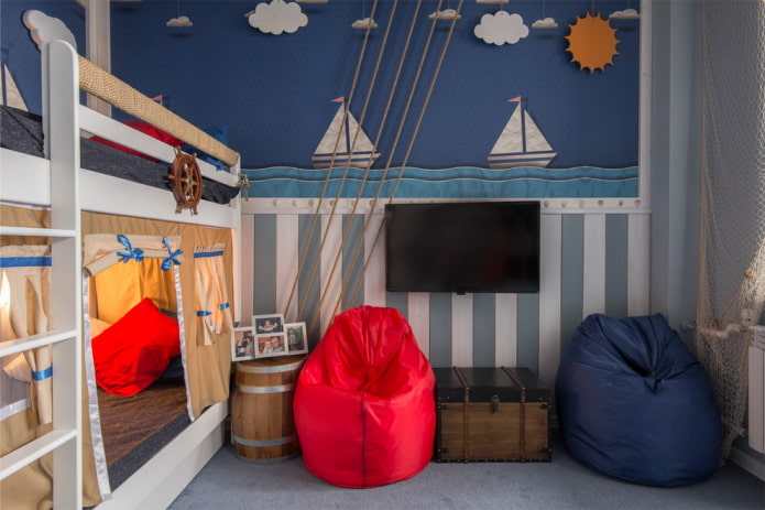 đồ nội thất trong phòng trẻ theo phong cách biển