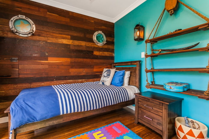 مخطط الألوان لغرفة نوم الأطفال بأسلوب بحري