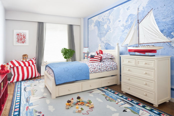 интериор на детска стая за момче в морски стил