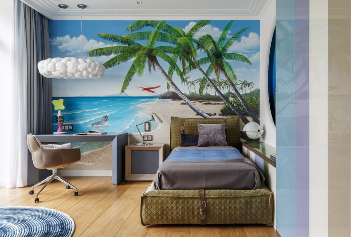 trang trí phòng ngủ trẻ em theo phong cách biển
