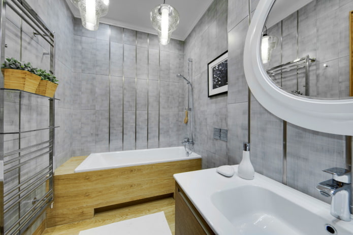 pilkos spalvos atspalvių vonios kambarys