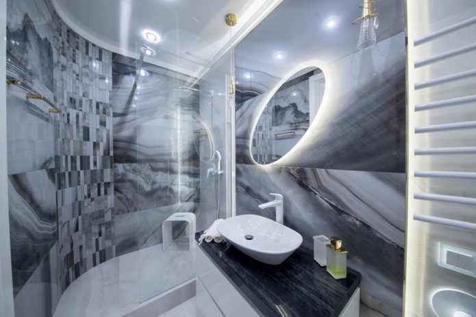 vannas istabas dizains pelēkos toņos