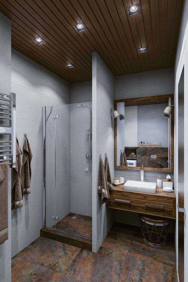 nội thất phòng tắm với tông màu nâu xám