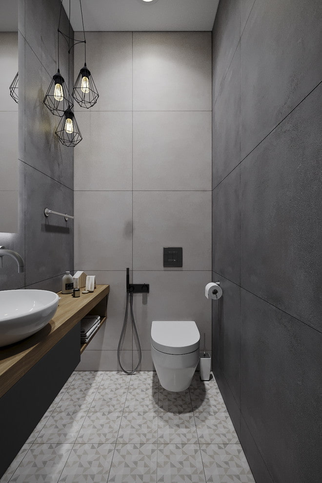toilet design i grå nuancer