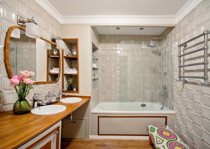 חדר אמבטיה בצבע חום אפור