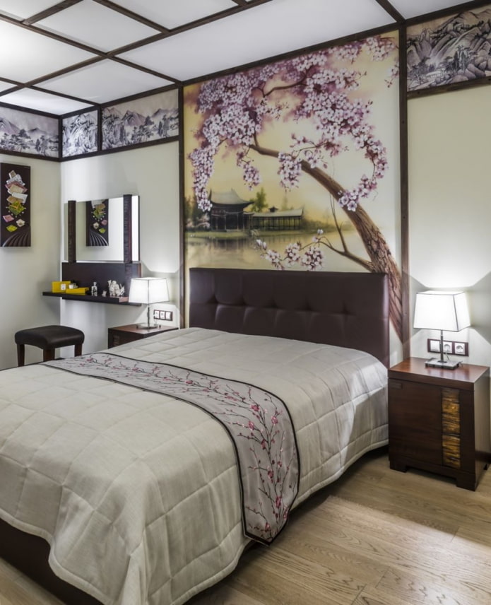 Japon dekorasyonu ile yatak odası