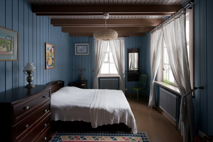 barevné schéma ložnice v rustikálním venkovském stylu