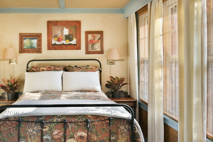 tekstylia i wystrój w sypialni w stylu wiejskim
