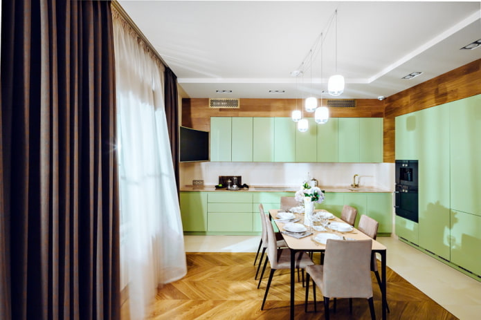 kuchyňská dekorace v zelených tónech