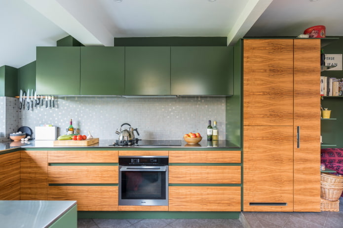 trang trí nhà bếp với tông màu xanh lá cây