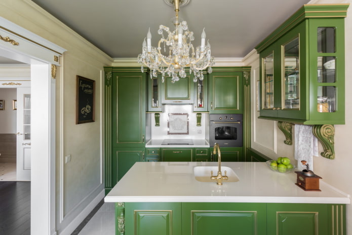 keukenontwerp in groene kleuren