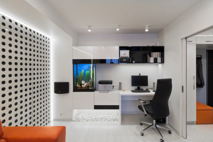 aquarium op kantoor in hightech stijl