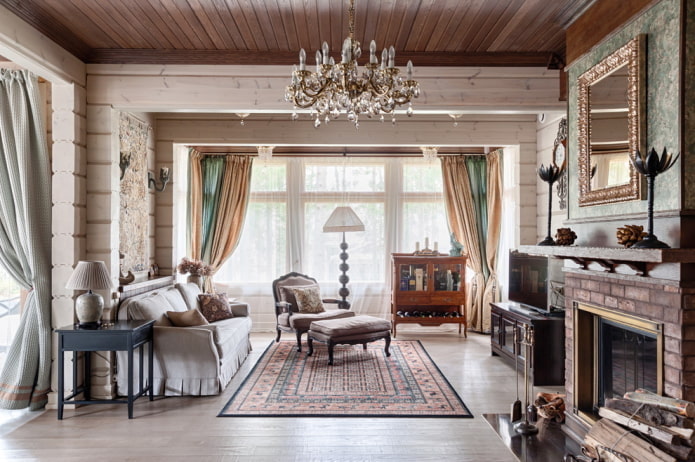 combinazione di colori del soggiorno in stile rustico