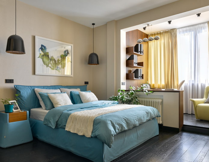 disposició de mobles al dormitori combinada amb una logia