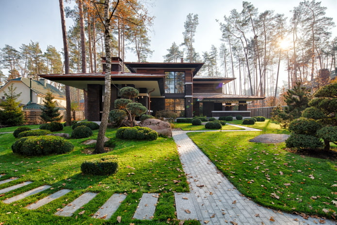 landschapsontwerp van het huis in de Scandinavische stijl