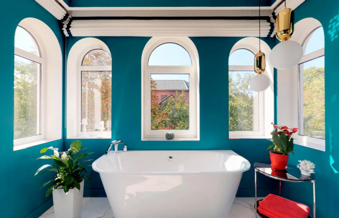 skema warna bilik mandi dalam gaya Mediterranean