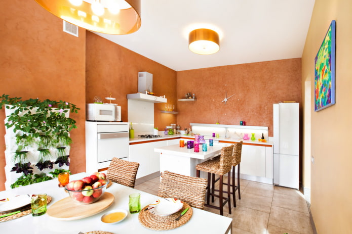 Akdeniz tarzında mutfağın renk düzeni