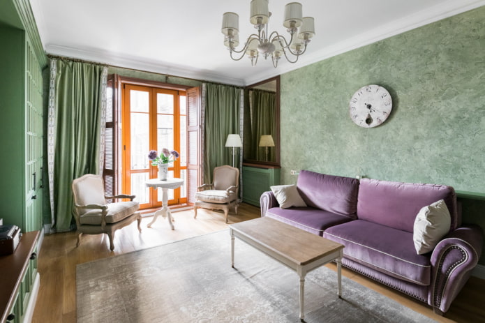 combinazione di colori del soggiorno in stile mediterraneo
