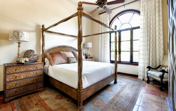 textile în dormitor în stil mediteranean