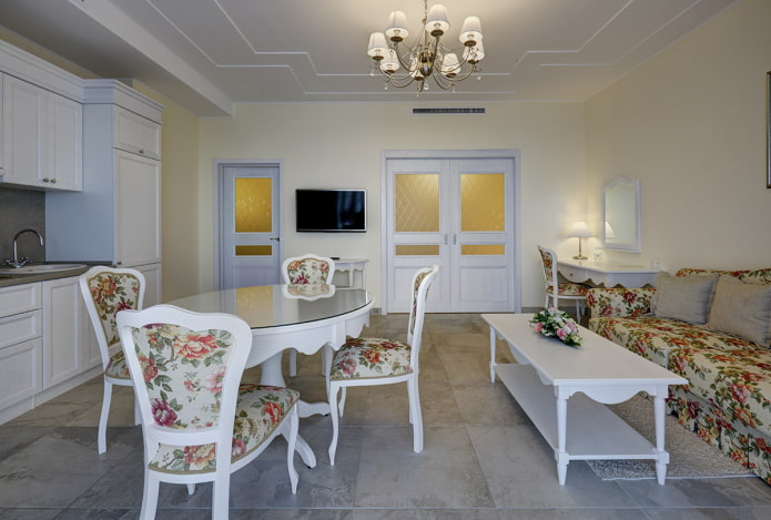nội thất phòng khách-bếp theo phong cách Provence