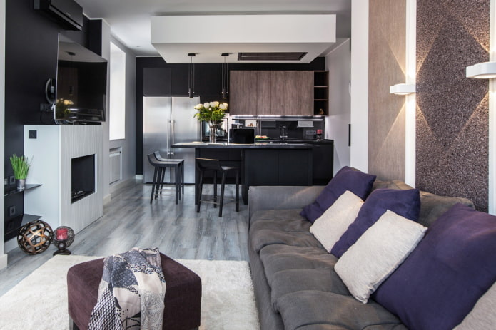 cuina-sala d'estar rectangular amb una superfície de 20 places