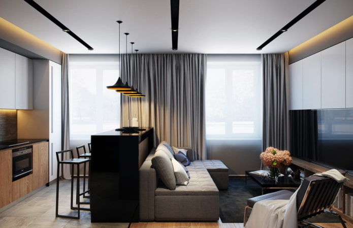 keuken-woonkamer in de stijl van minimalisme