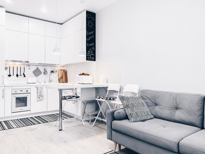 Dekorace kuchyně a obývacího pokoje ve skandinávském stylu