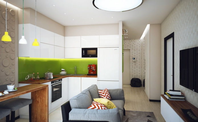 decoració de la cuina-sala d'estar en un estil modern
