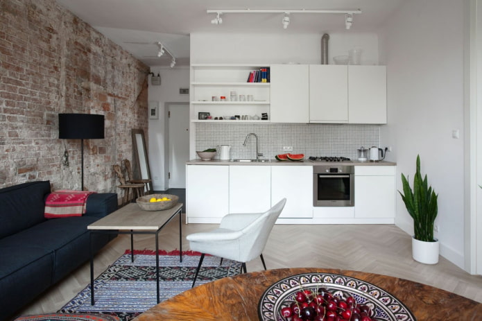 design malé kuchyně-obývacího pokoje