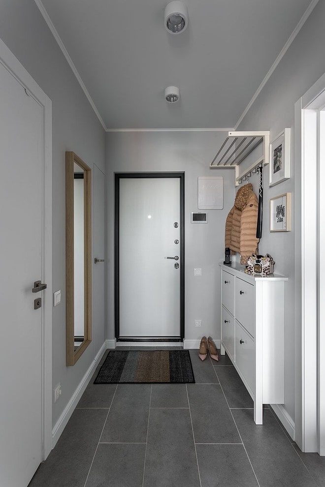 Design del corridoio grigio in stile scandinavo