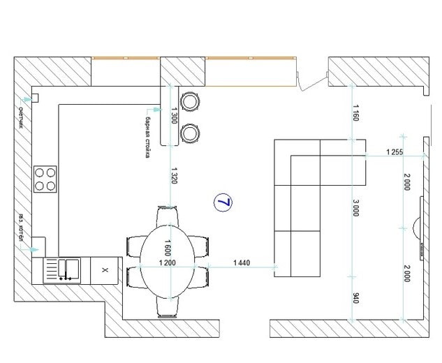 تصميم غرفة المعيشة المطبخ 30 مربعا