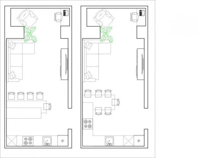virtuvės-svetainės išplanavimas 30 kvadratų