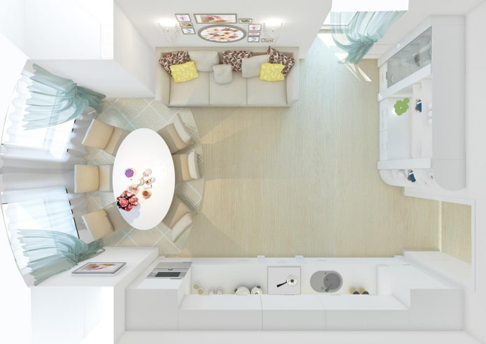 Dispozice kuchyně-obývací pokoj 30 m2