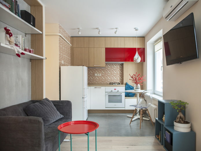 thiết kế phòng bếp nhỏ kết hợp phòng khách