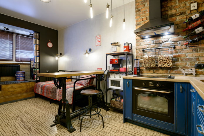 cuisine-salon 17 places en style loft