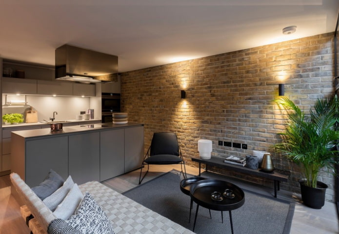kuchyňa-obývacia izba dizajn 17 štvorcov