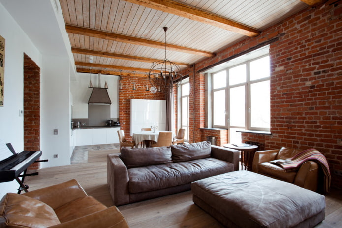 interni cucina-soggiorno in stile loft