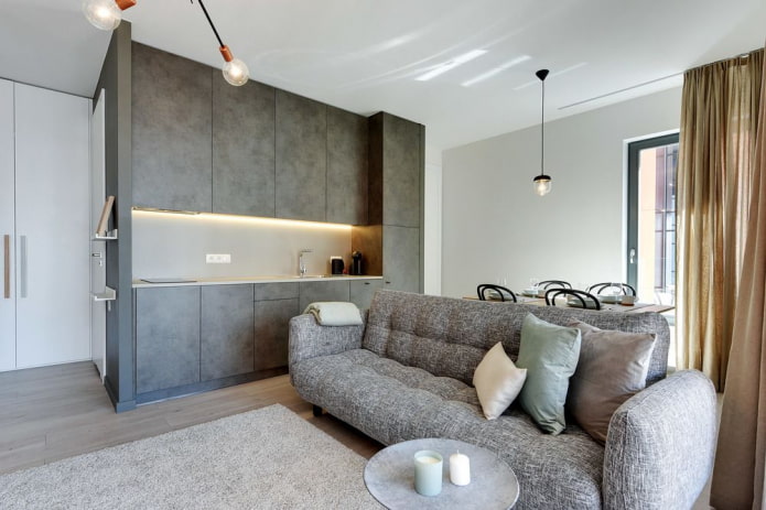 otevřený interiér kuchyně-obývací pokoj