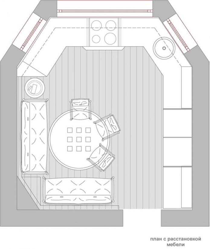 keuken-woonkamerplan met een afwijkende indeling