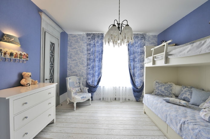lasten makuuhuoneen sisustuksen värit provencelaiseen tyyliin