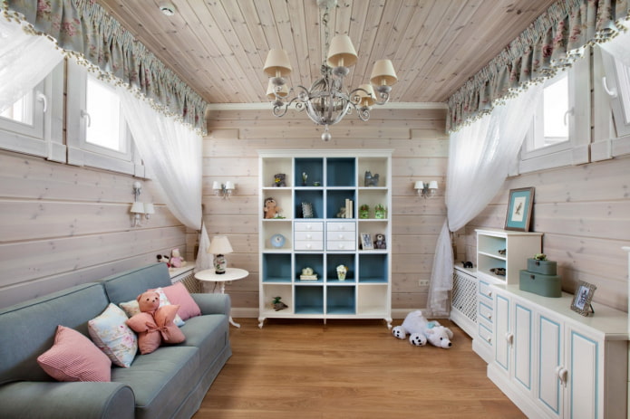 tekstilizstrādājumi un dekori bērnu guļamistabā Provansas stilā